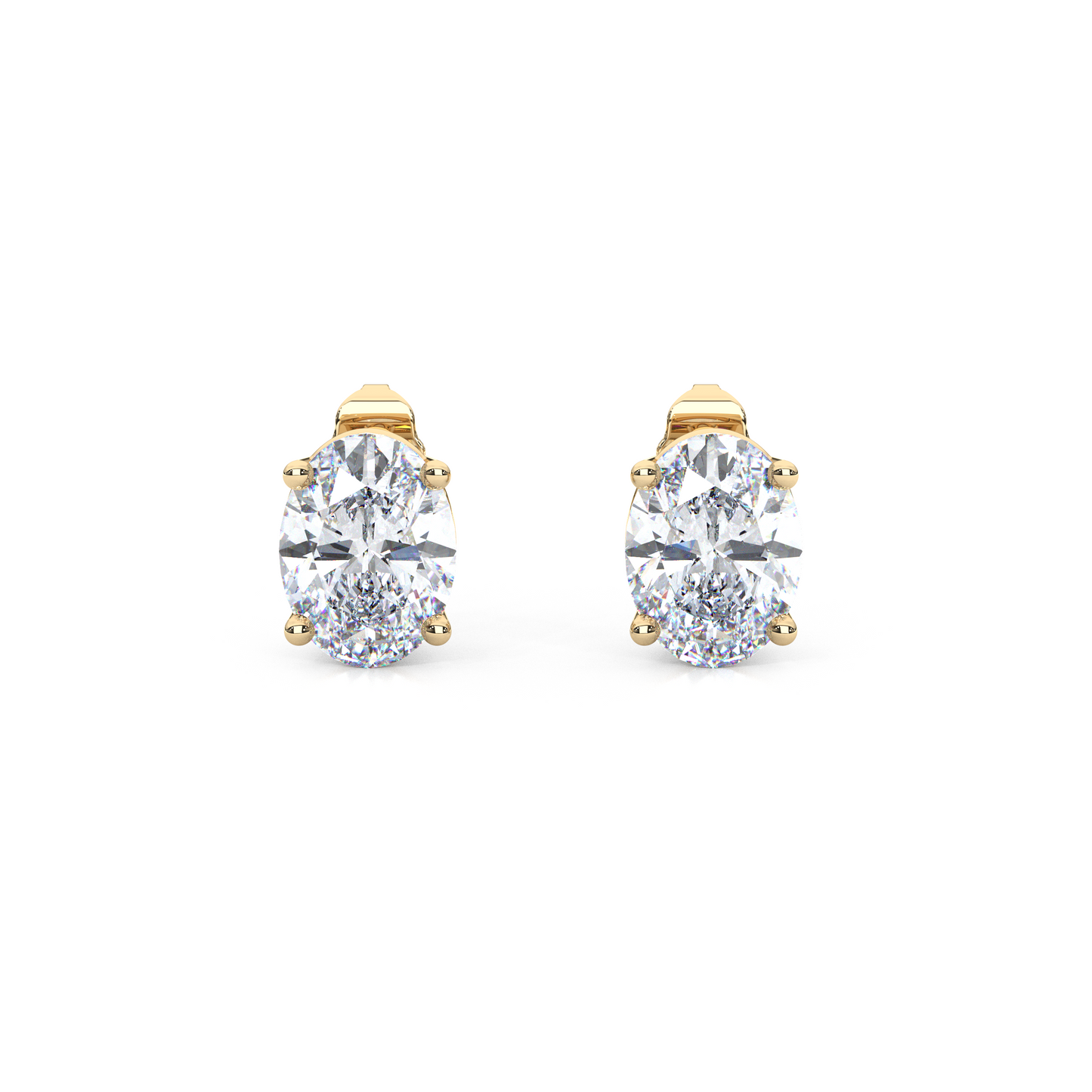Classic Oval Cut Lab Diamond 4-Prong Stud Earrings