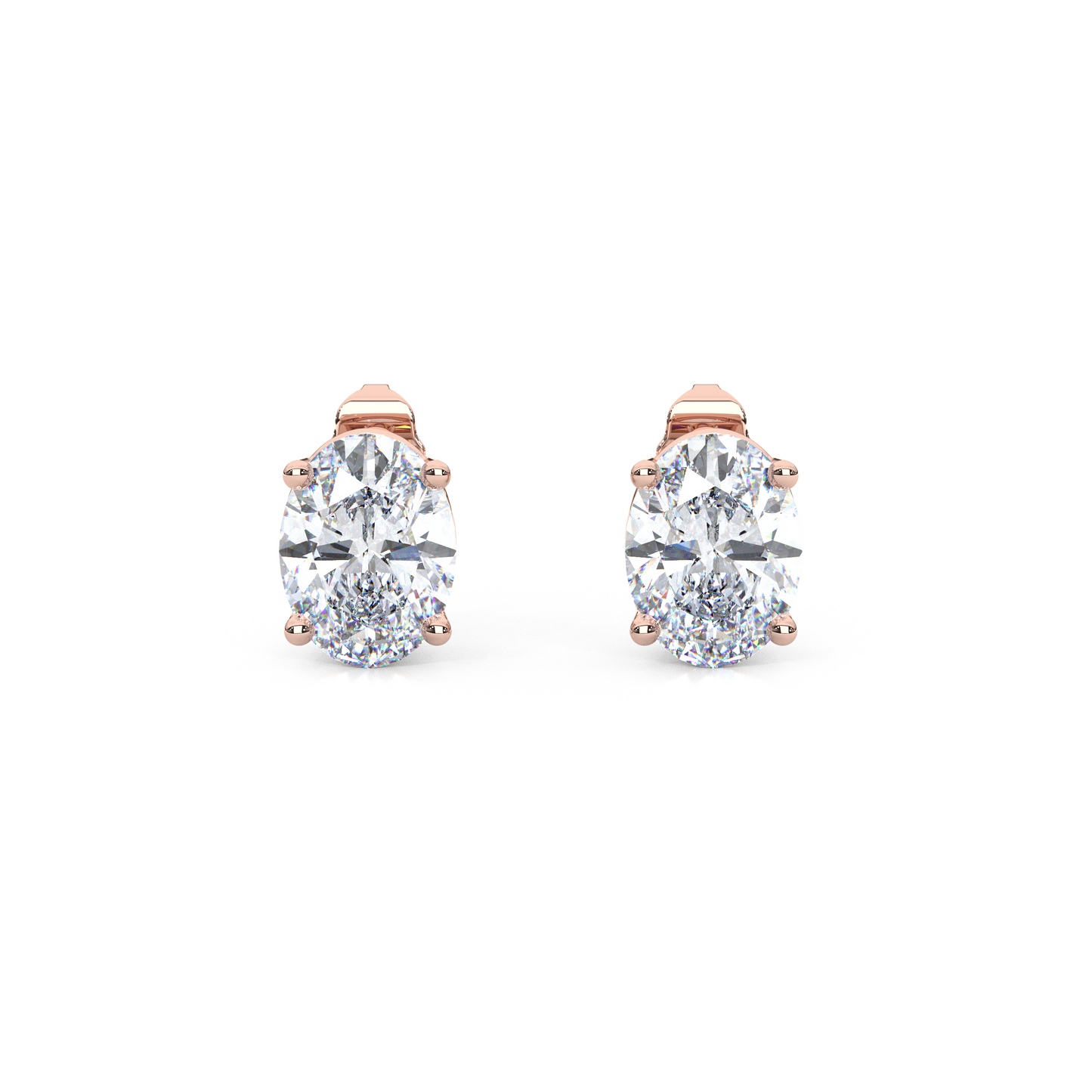Classic Oval Cut Lab Diamond 4-Prong Stud Earrings