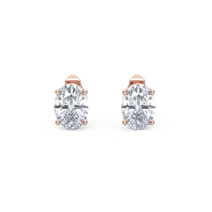 Classic Oval Cut Lab Diamond 4-Prong Stud Earrings