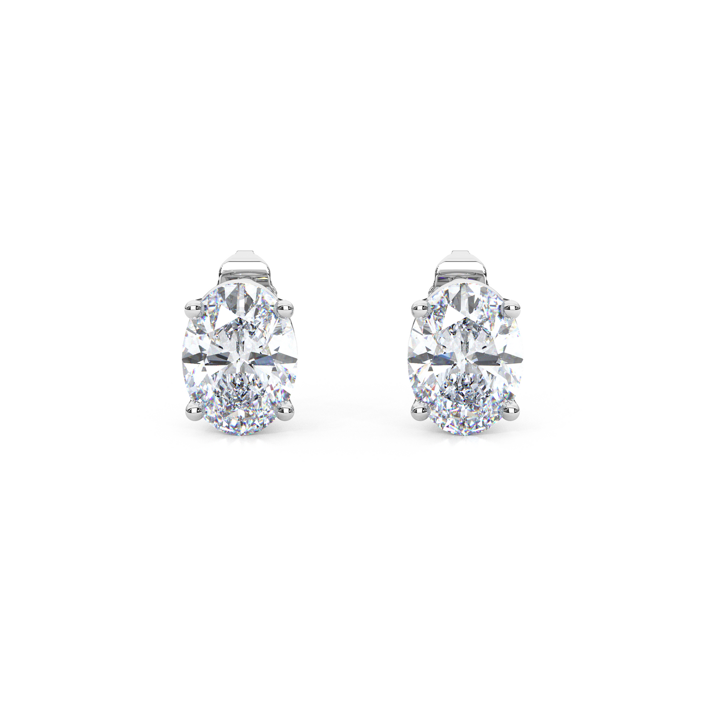 Classic Oval Cut Lab Diamond 4-Prong Stud Earrings
