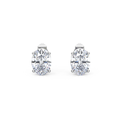 Classic Oval Cut Lab Diamond 4-Prong Stud Earrings