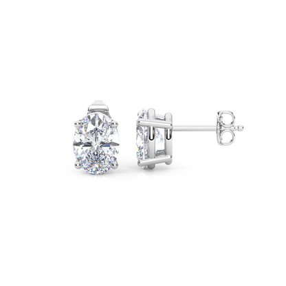 Classic Oval Cut Lab Diamond 4-Prong Stud Earrings