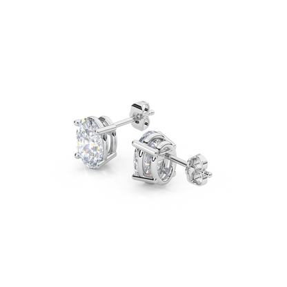 Classic Oval Cut Lab Diamond 4-Prong Stud Earrings