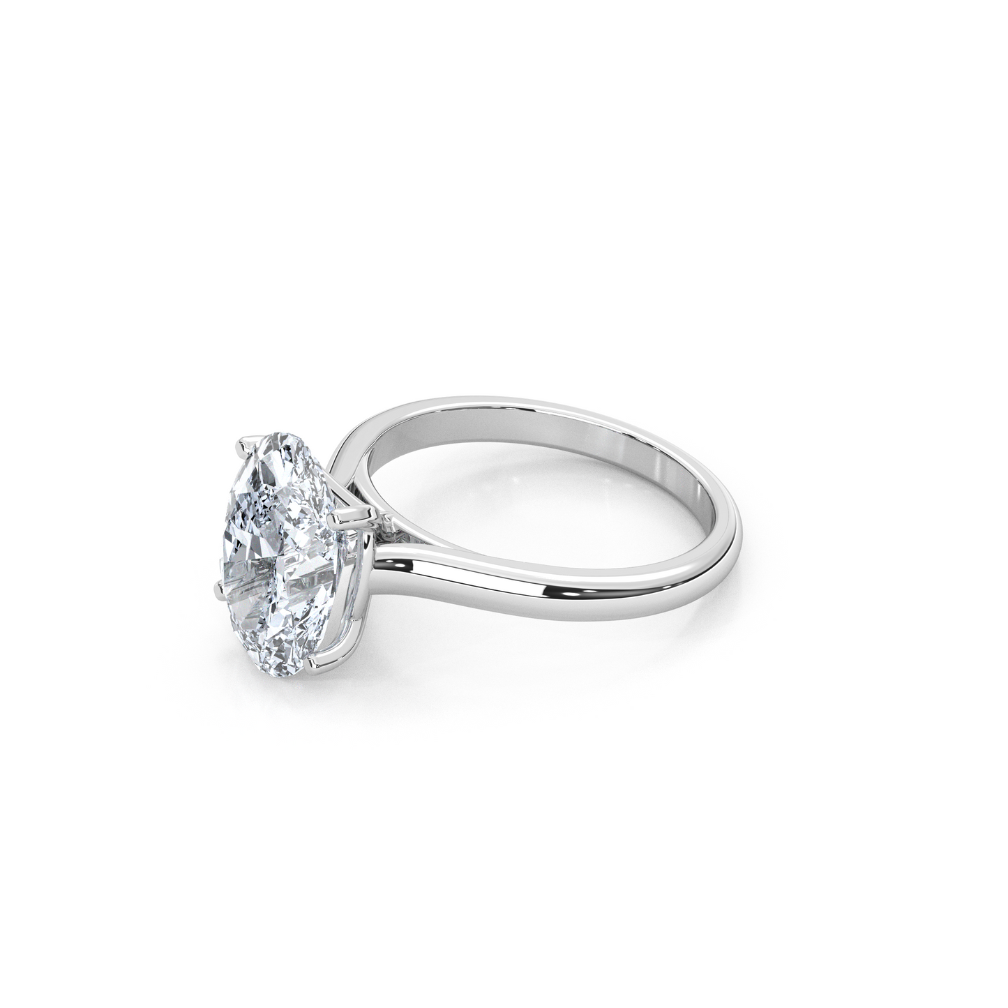1.00 Carat Oval Cut Lab Diamond Cathedral Solitaire Engagement Ring