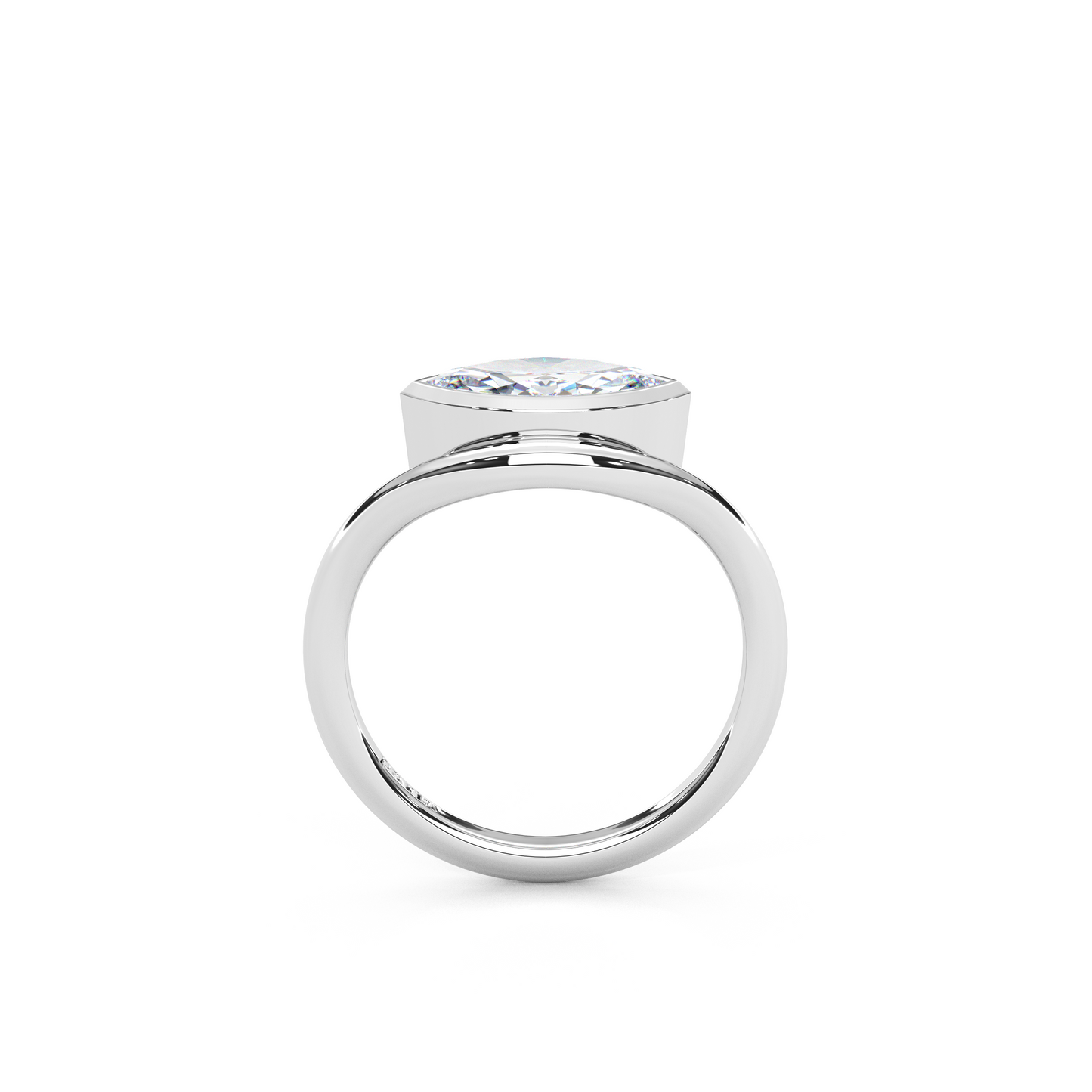 Elegant 1.00 Carat Marquise Cut Lab Diamond Bezel Solitaire Ring