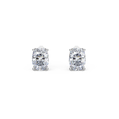 Classic Elongated Cushion Cut Lab Diamond 4-Prong Stud Earrings