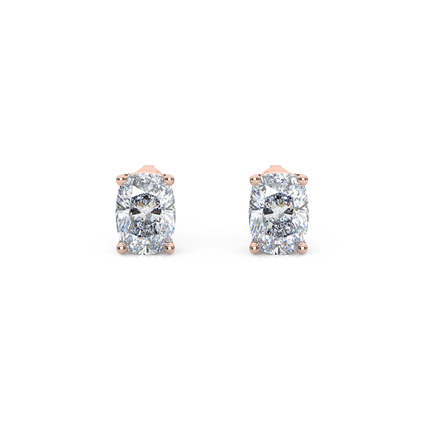 Classic Elongated Cushion Cut Lab Diamond 4-Prong Stud Earrings