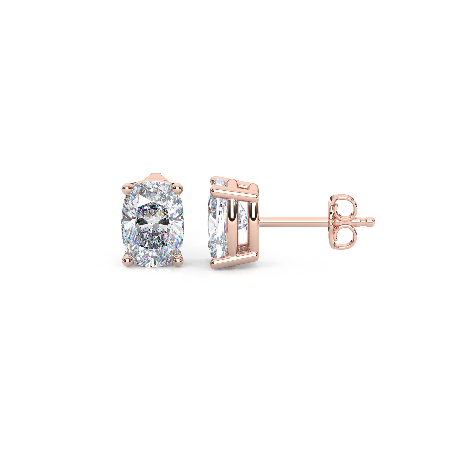 Classic Elongated Cushion Cut Lab Diamond 4-Prong Stud Earrings