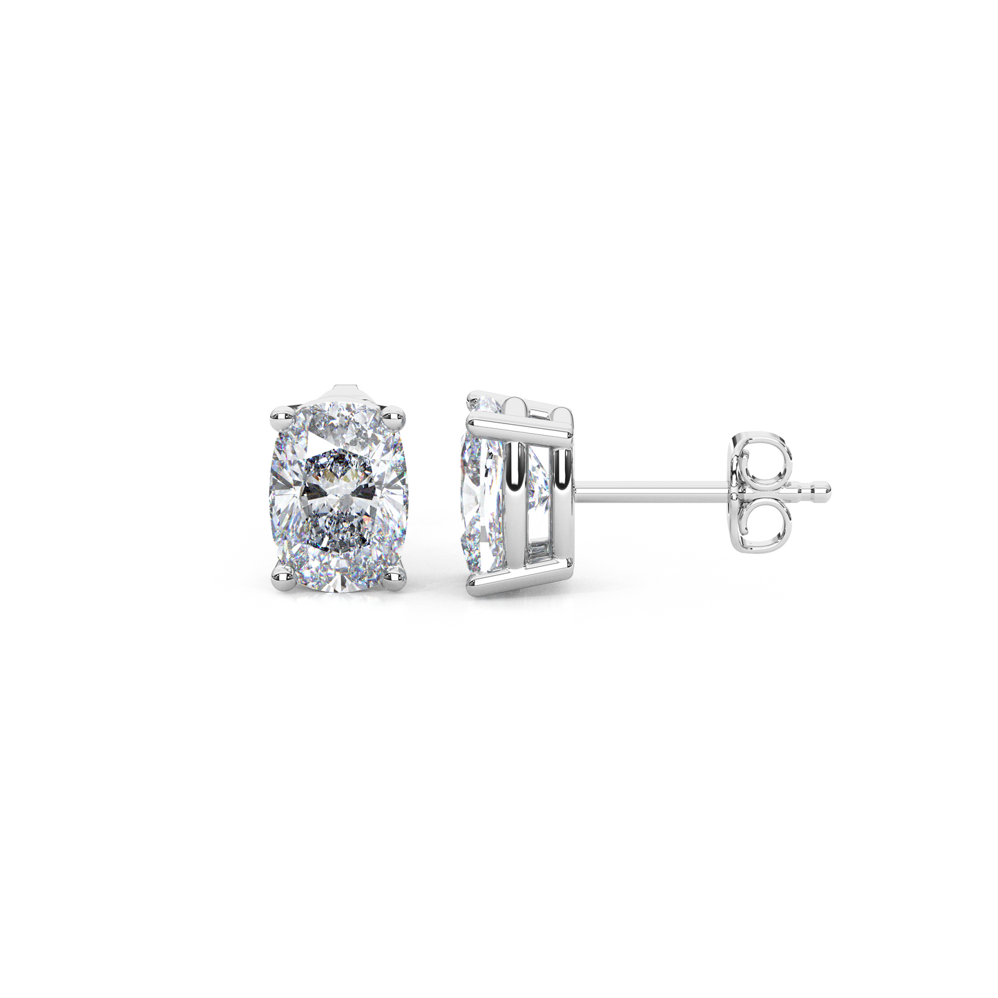 Classic Elongated Cushion Cut Lab Diamond 4-Prong Stud Earrings