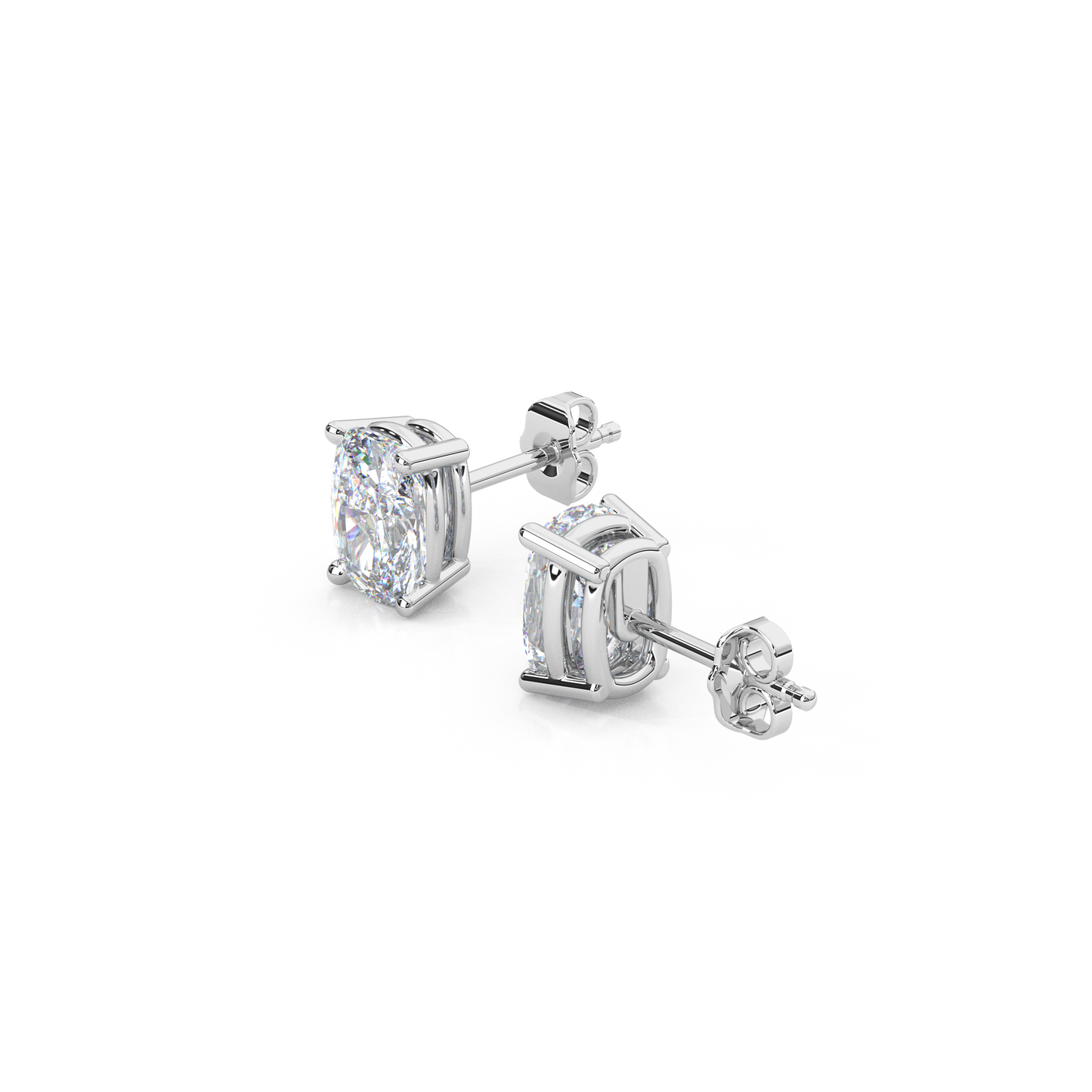 Classic Elongated Cushion Cut Lab Diamond 4-Prong Stud Earrings