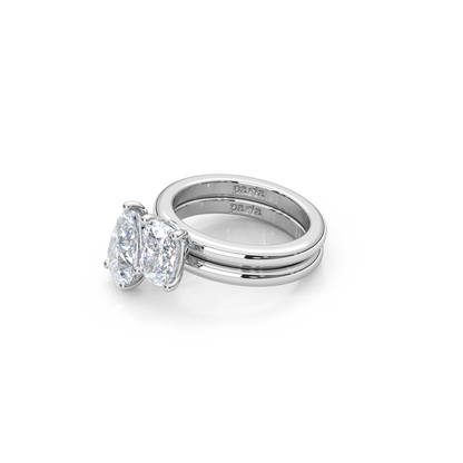 Elegant Dual Stacking Ring – 1ct. Cushion & Pear Cut Lab Diamonds
