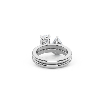 Elegant Dual Stacking Ring – 1ct. Cushion & Pear Cut Lab Diamonds