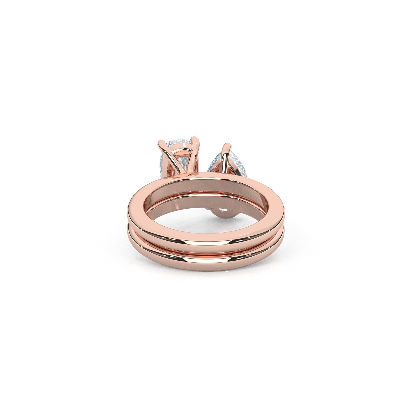 Elegant Dual Stacking Ring – 1ct. Cushion & Pear Cut Lab Diamonds