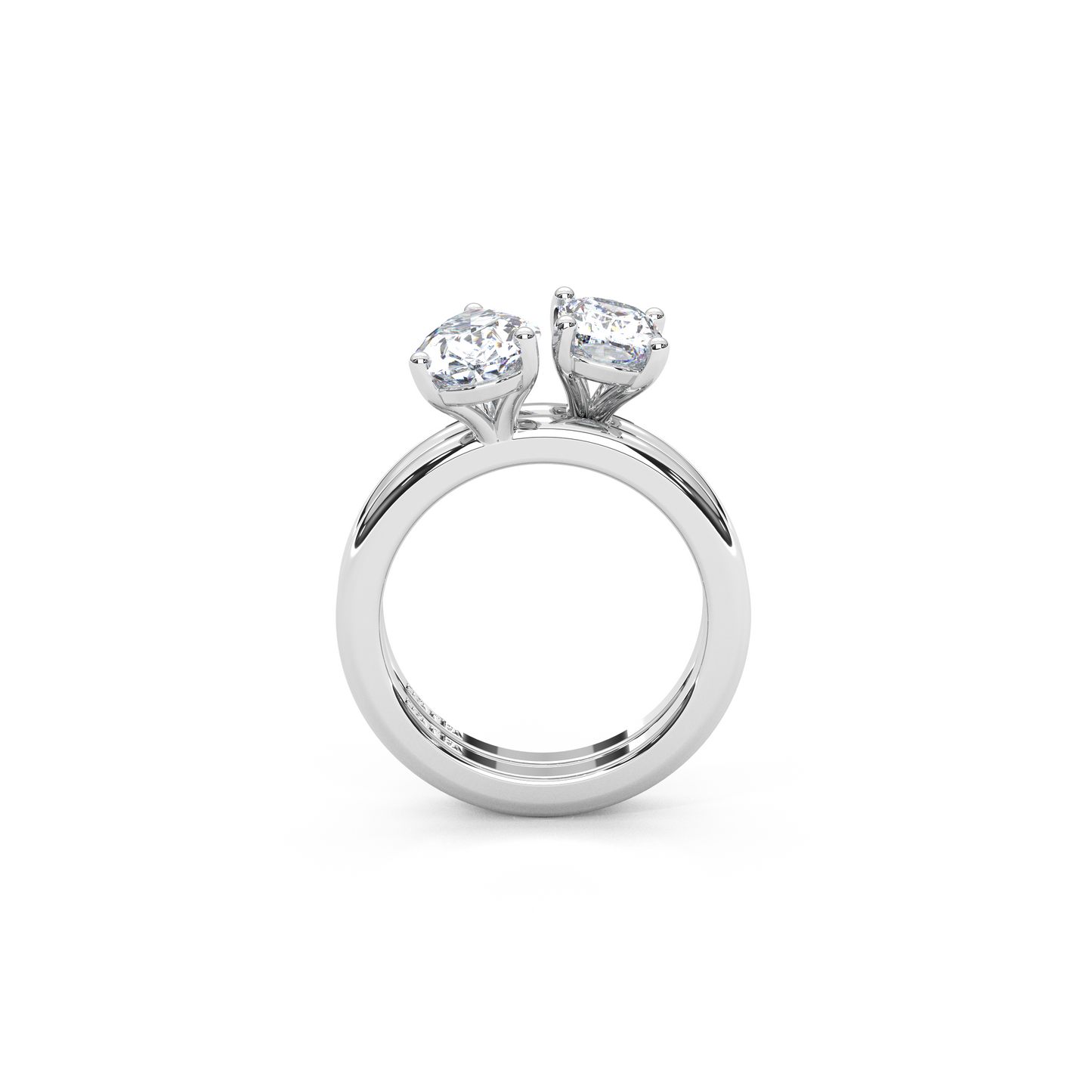Elegant Dual Stacking Ring – 1ct. Cushion & Pear Cut Lab Diamonds