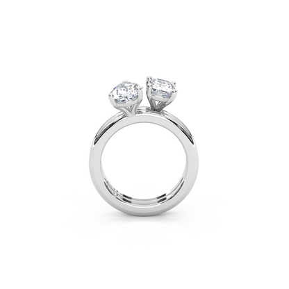 Elegant Dual Stacking Ring – 1ct. Cushion & Pear Cut Lab Diamonds