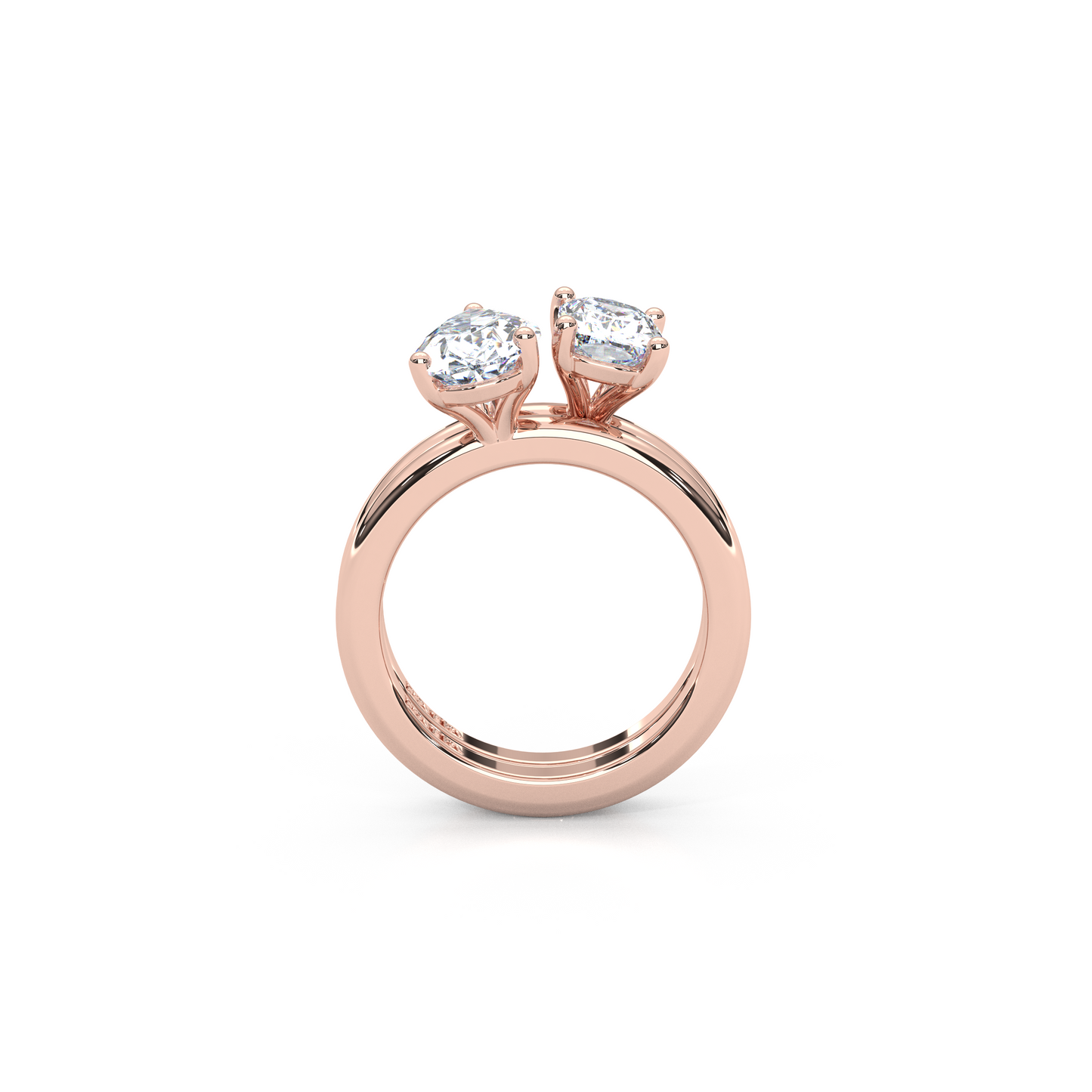 Elegant Dual Stacking Ring – 1ct. Cushion & Pear Cut Lab Diamonds