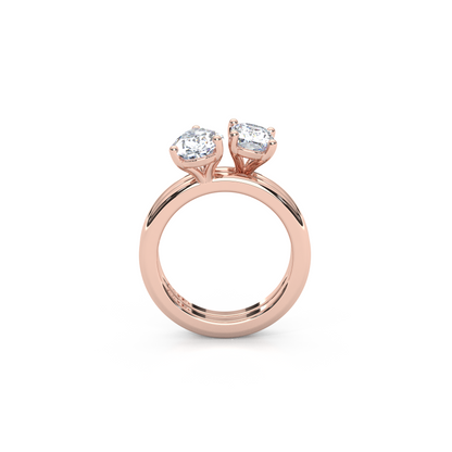 Elegant Dual Stacking Ring – 1ct. Cushion & Pear Cut Lab Diamonds