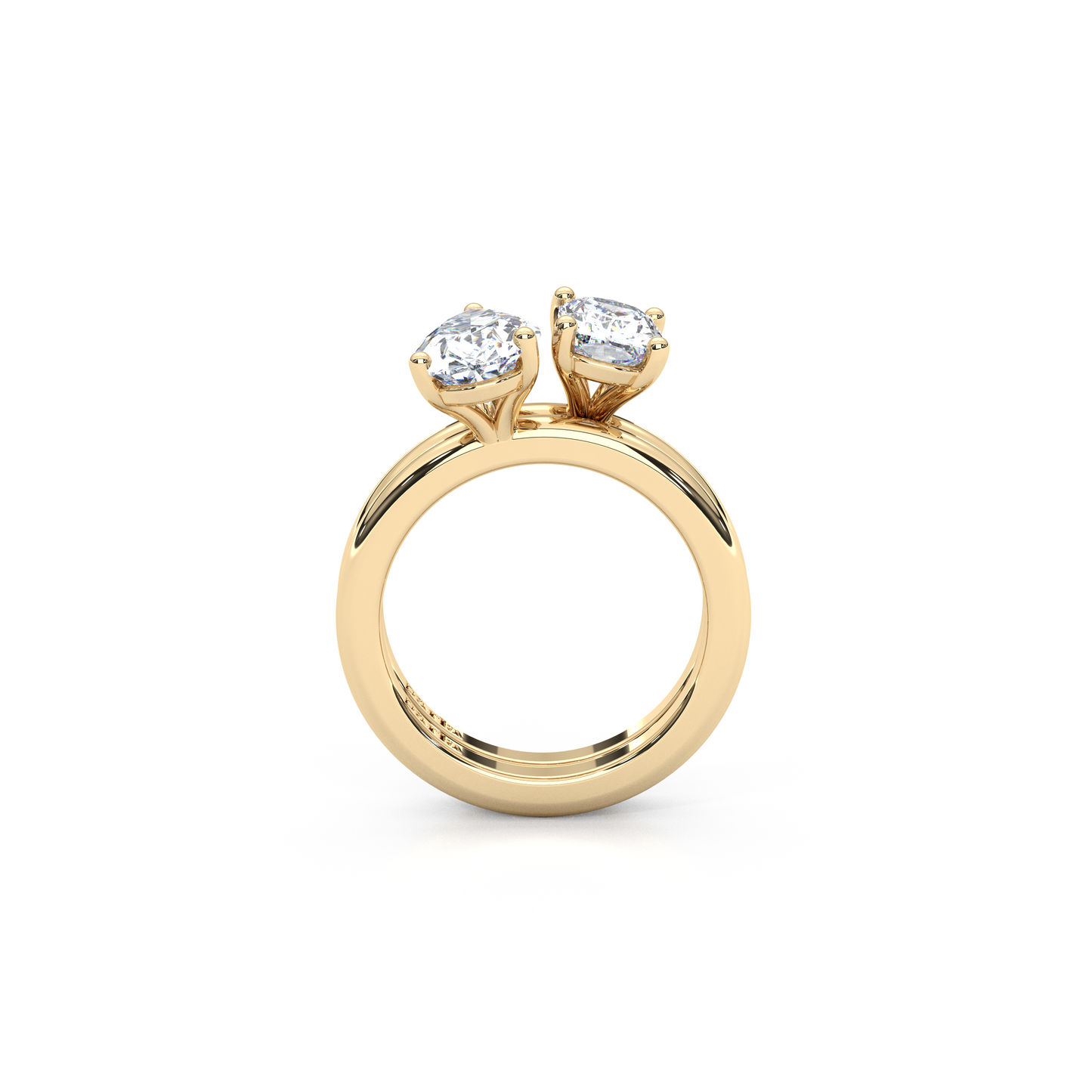 Elegant Dual Stacking Ring – 1ct. Cushion & Pear Cut Lab Diamonds