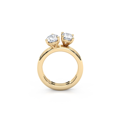 Elegant Dual Stacking Ring – 1ct. Cushion & Pear Cut Lab Diamonds