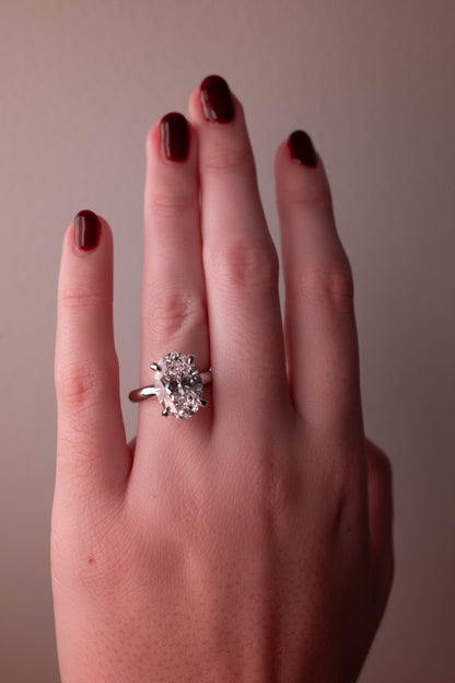 5.09ct Oval Lab Diamond Solitaire Ring in 14K White Gold
