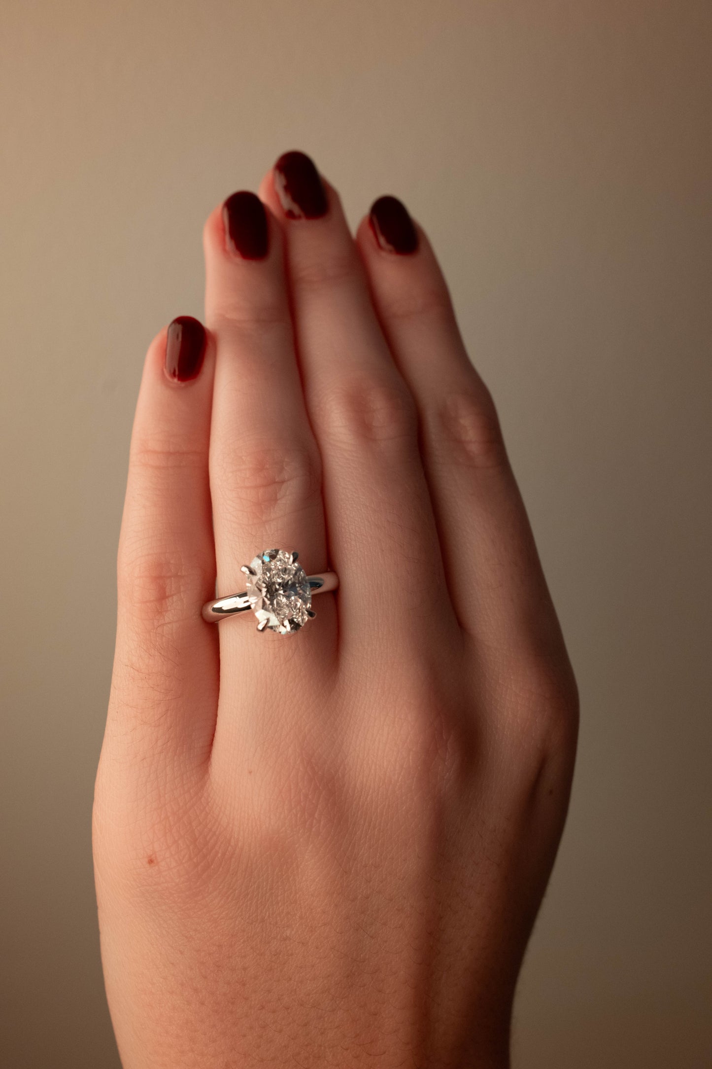 3.03ct Oval Lab Diamond Solitaire Ring in 14K White Gold