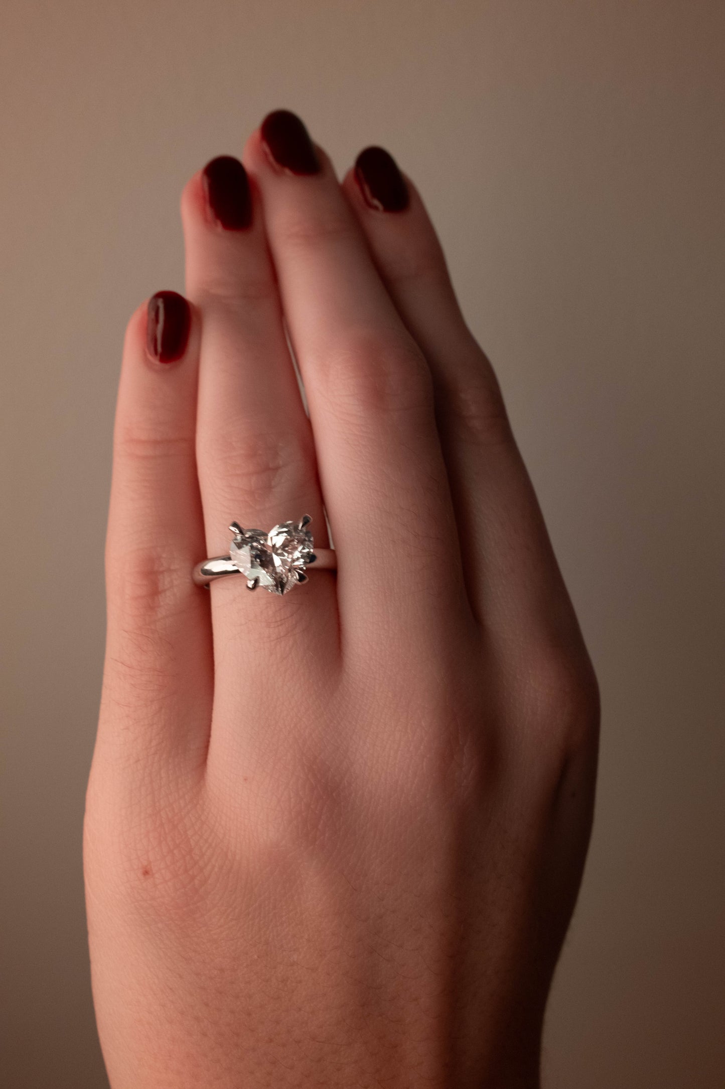 3.06ct Heart Lab Diamond Solitaire Ring in 14K White Gold