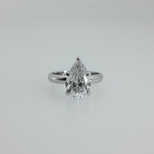 3.08ct Pear Lab Diamond Solitaire Ring in 14K White Gold
