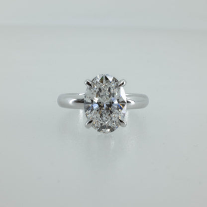 3.03ct Oval Lab Diamond Solitaire Ring in 14K White Gold