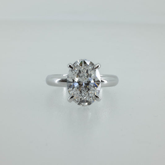 3.03ct Oval Lab Diamond Solitaire Ring in 14K White Gold
