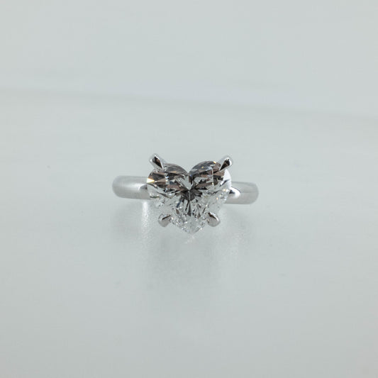 3.06ct Heart Lab Diamond Solitaire Ring in 14K White Gold