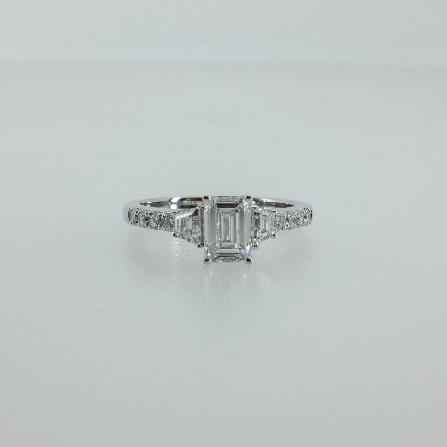 1.50ct Emerald-Cut Lab Diamond Ring with Pave Set Accent Stones in 14K White Gold