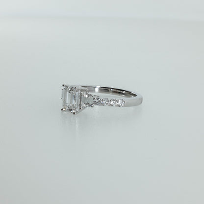1.50ct Emerald-Cut Lab Diamond Ring with Pave Set Accent Stones in 14K White Gold