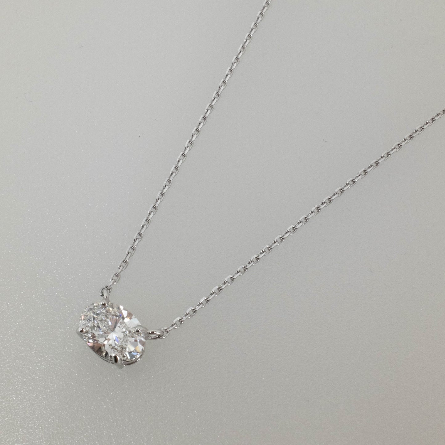 2.03ct Oval-Cut Lab Diamond Pendant Necklace in 14K White Gold