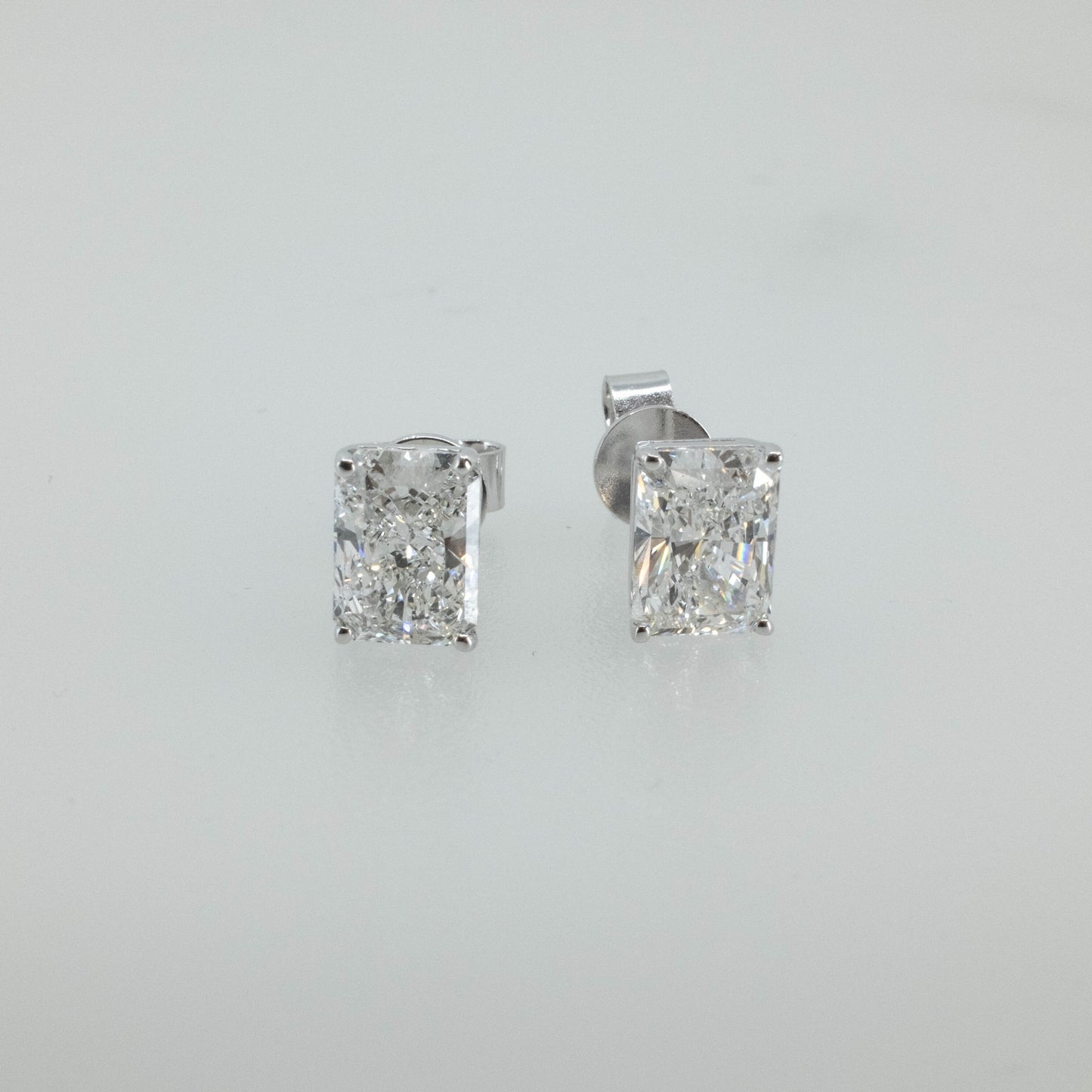 5.03ct Radiant Cut Lab Diamond 4-Prong Stud Earrings in 14K White Gold