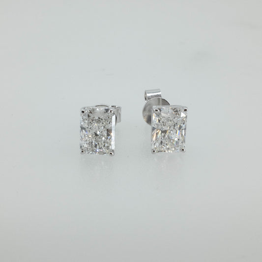5.03ct Radiant Cut Lab Diamond 4-Prong Stud Earrings in 14K White Gold