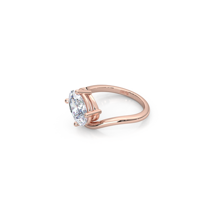 Diagonal 1ct. Oval Lab-Diamond Elegant Pinky Ring