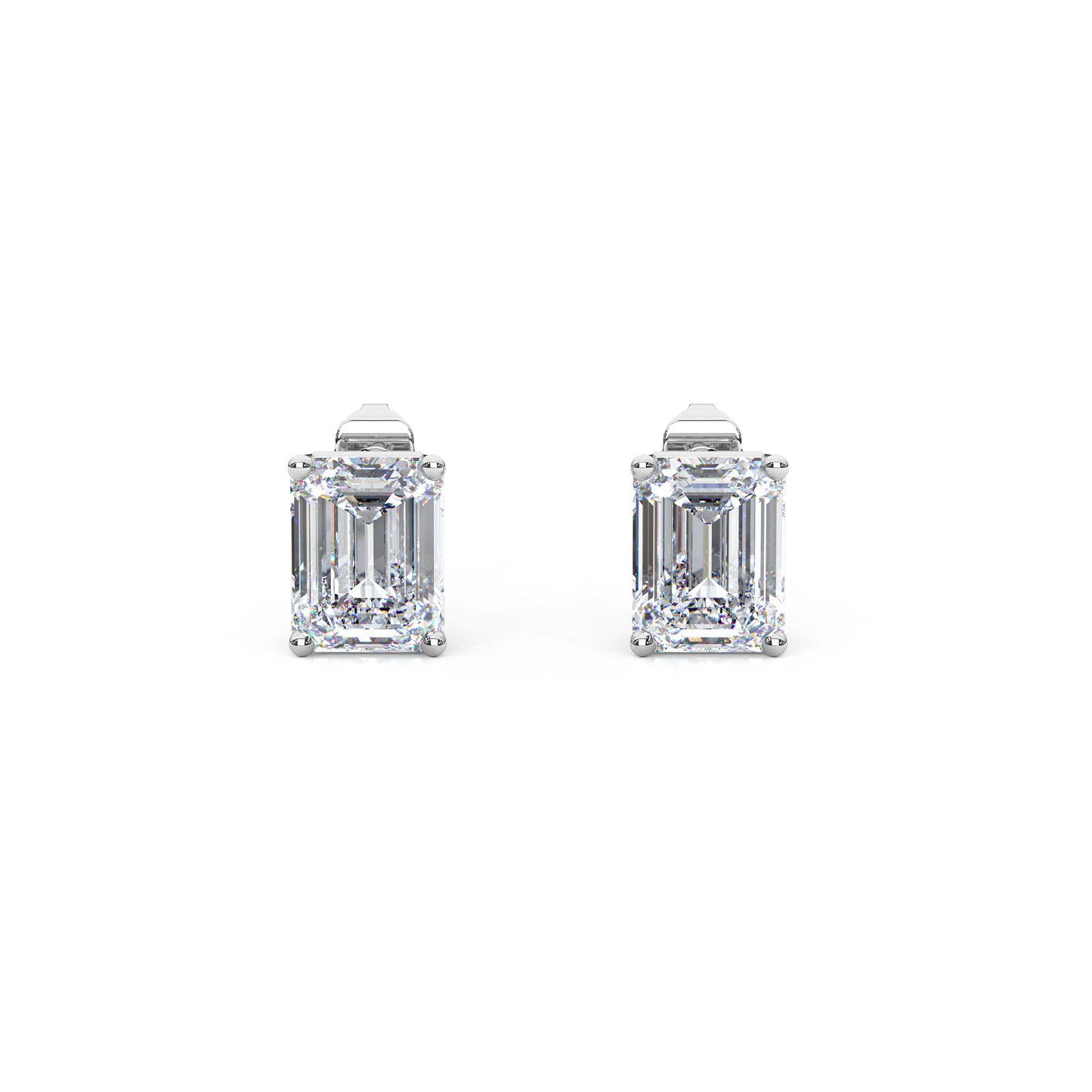 Classic Emerald Cut Lab Diamond 4-Prong Stud Earrings