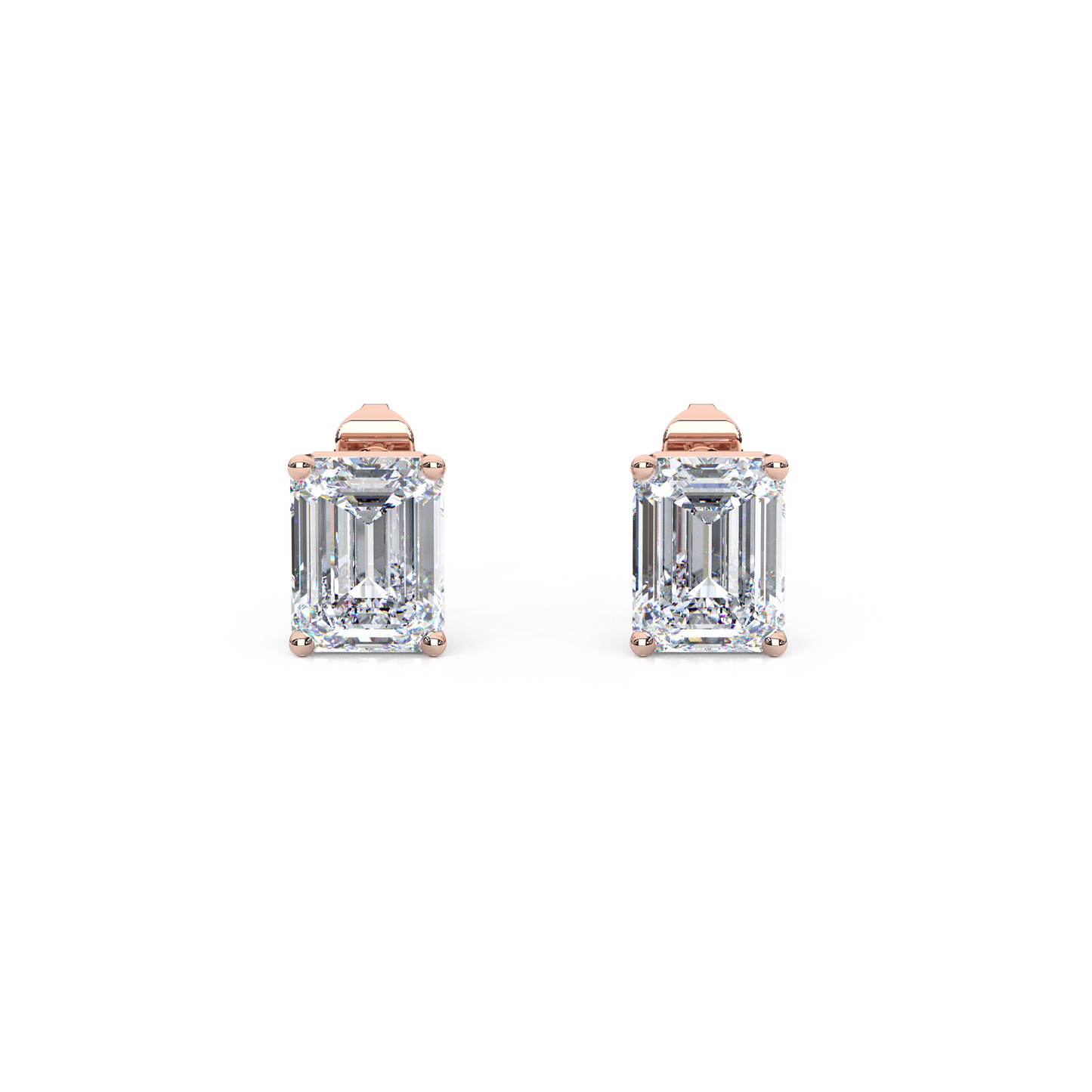 Classic Emerald Cut Lab Diamond 4-Prong Stud Earrings