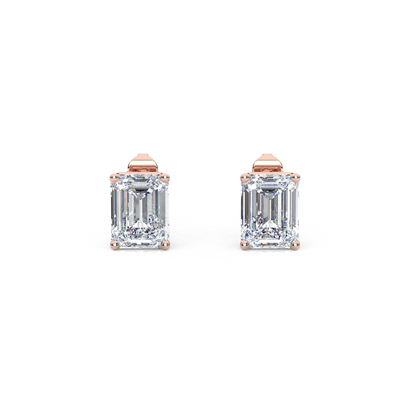 Classic Emerald Cut Lab Diamond 4-Prong Stud Earrings