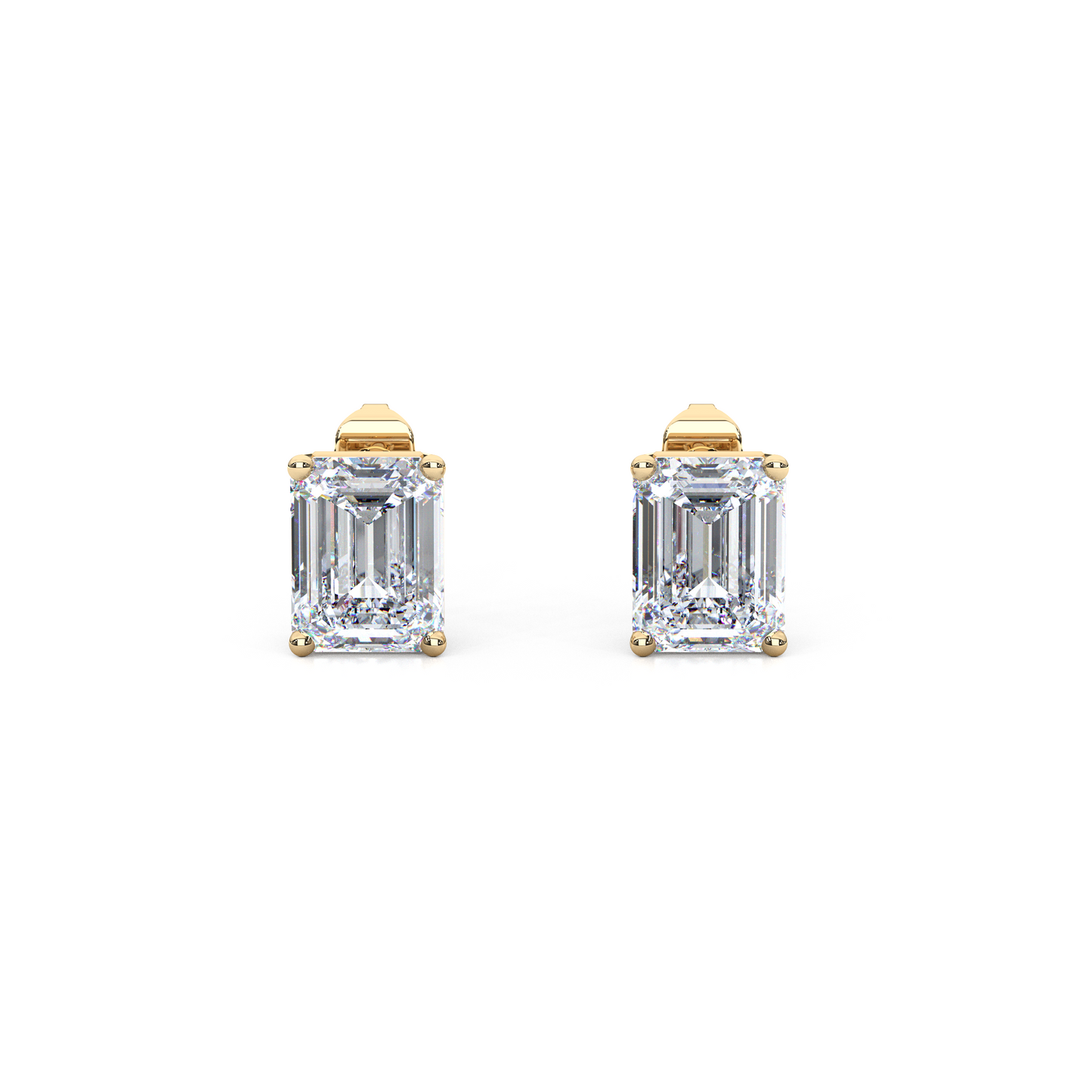 Classic Emerald Cut Lab Diamond 4-Prong Stud Earrings
