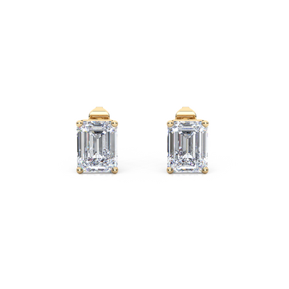 Classic Emerald Cut Lab Diamond 4-Prong Stud Earrings