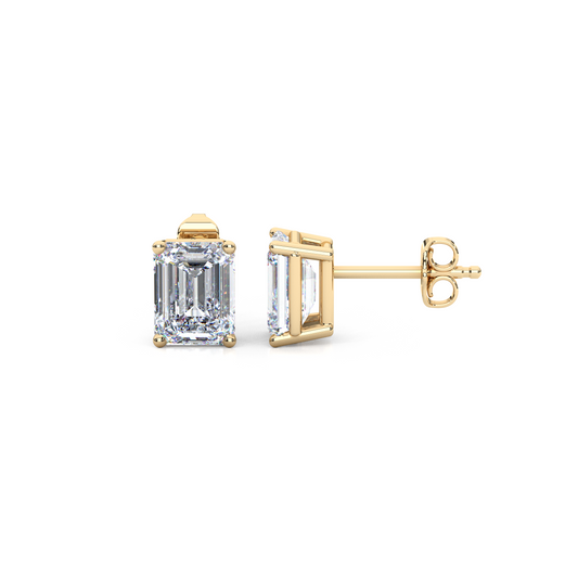 Classic Emerald Cut Lab Diamond 4-Prong Stud Earrings