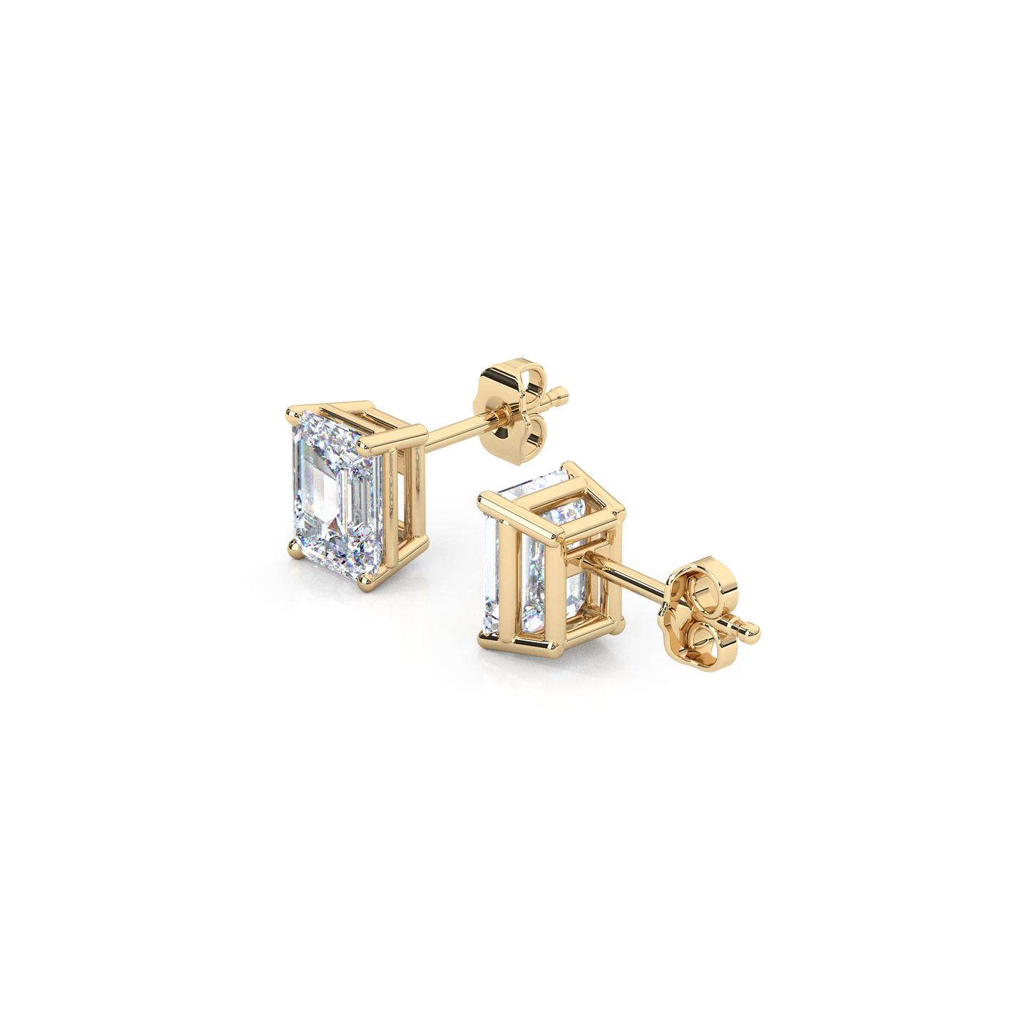 Classic Emerald Cut Lab Diamond 4-Prong Stud Earrings