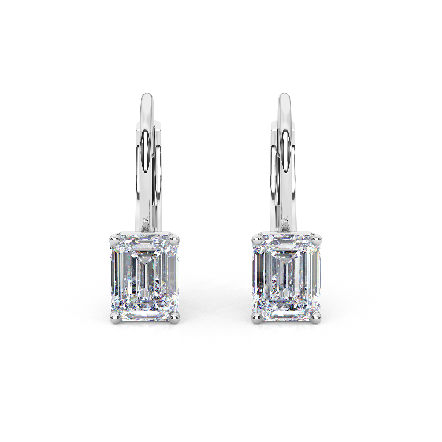 Classic Emerald Cut Lab Diamond 4-Prong Drop Earrings