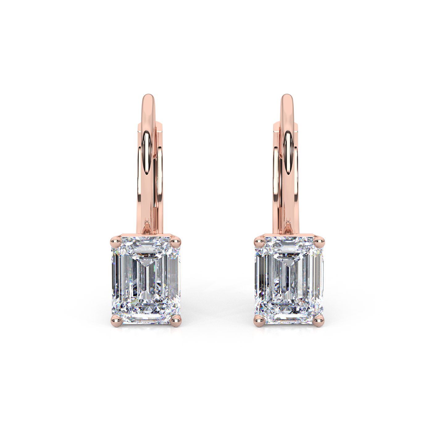 Classic Emerald Cut Lab Diamond 4-Prong Drop Earrings