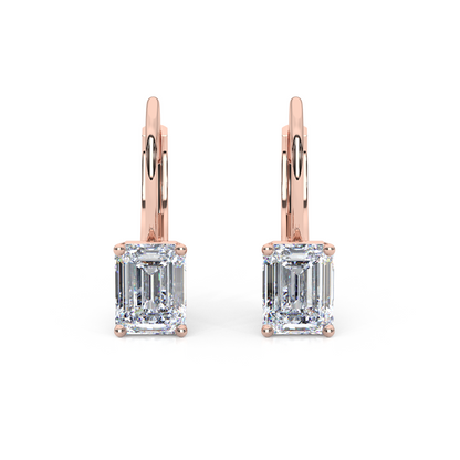 Classic Emerald Cut Lab Diamond 4-Prong Drop Earrings