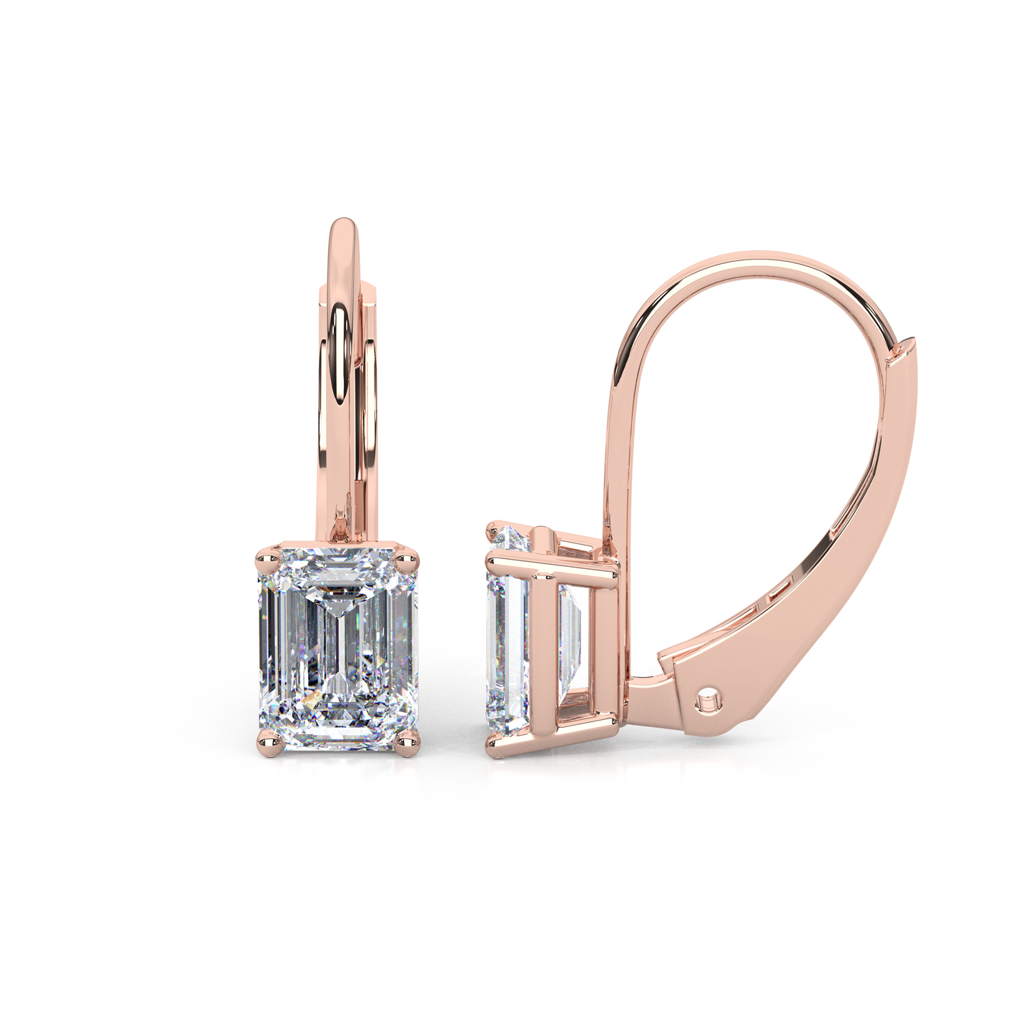 Classic Emerald Cut Lab Diamond 4-Prong Drop Earrings