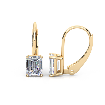 Classic Emerald Cut Lab Diamond 4-Prong Drop Earrings