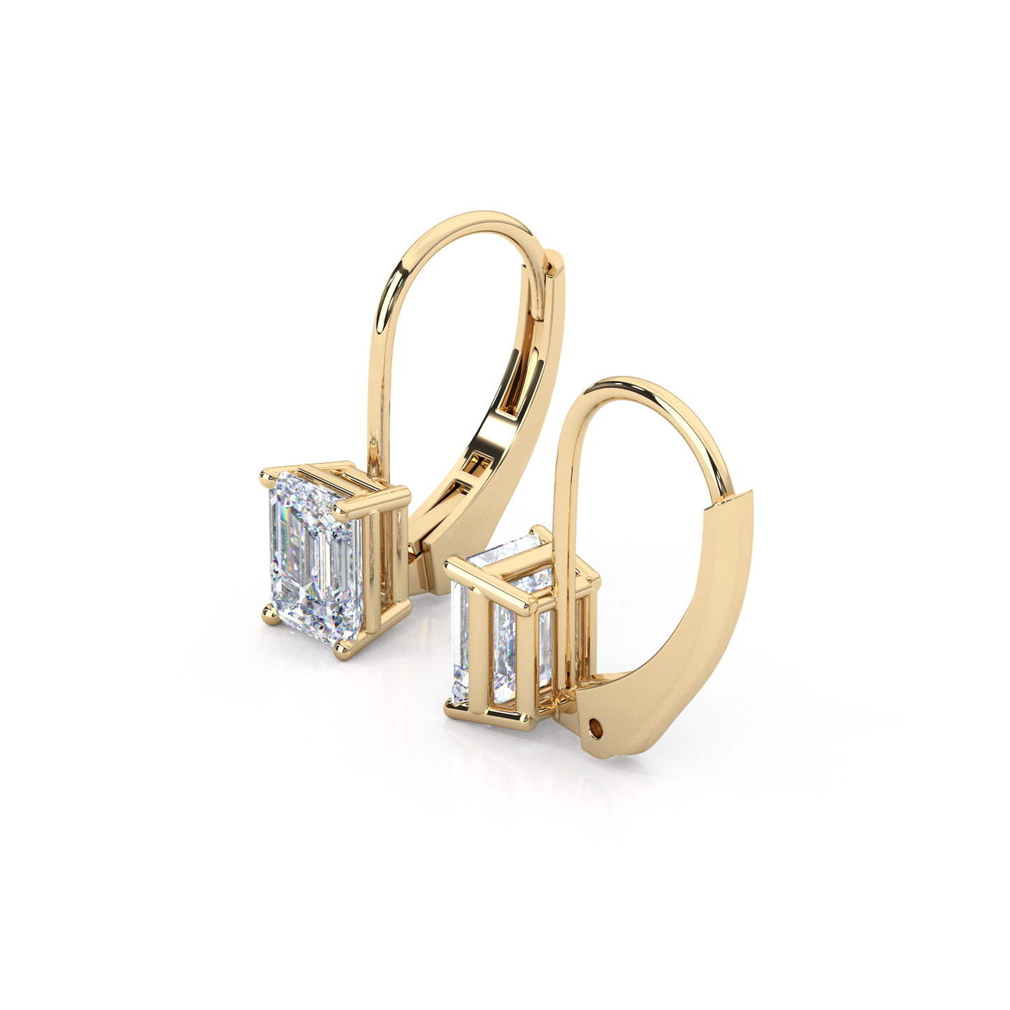 Classic Emerald Cut Lab Diamond 4-Prong Drop Earrings