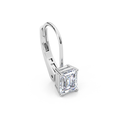 Classic Emerald Cut Lab Diamond 4-Prong Drop Earrings